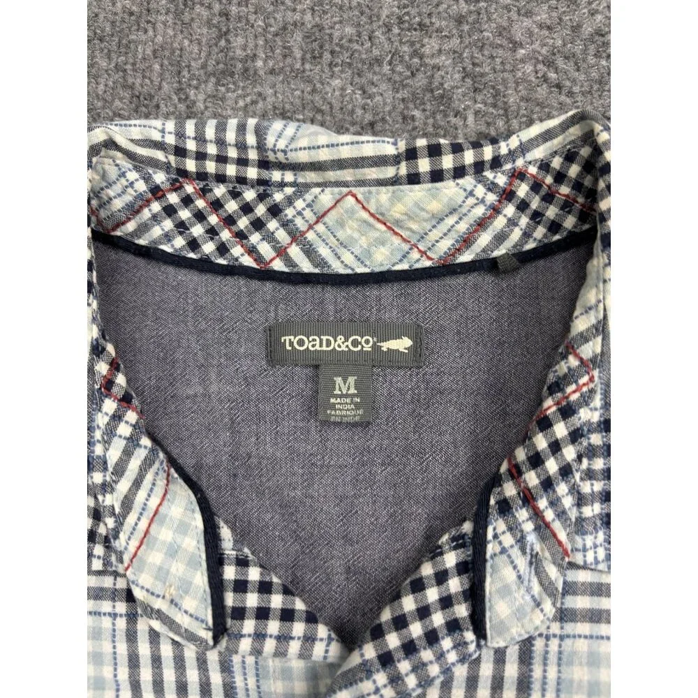 Toad&Co Shirt‎ Mens Medium Blue Plaid Button Front Long Sleeve Cotton Casual